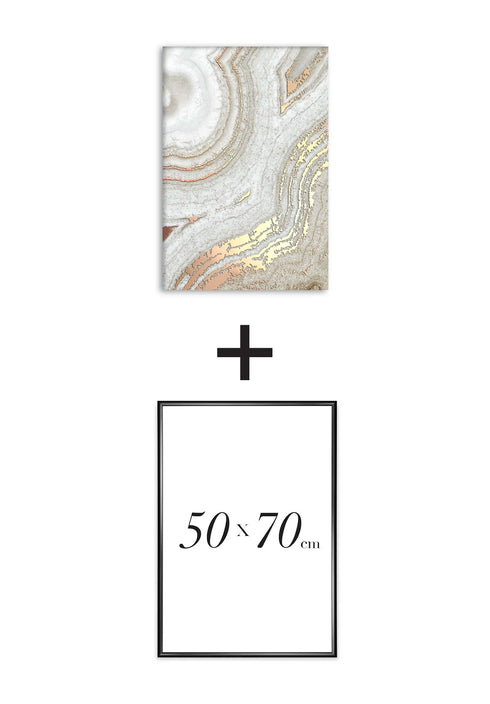 Poster Brown Agate Right Real Rose Gold + Black Metallic Frame 50x70cm