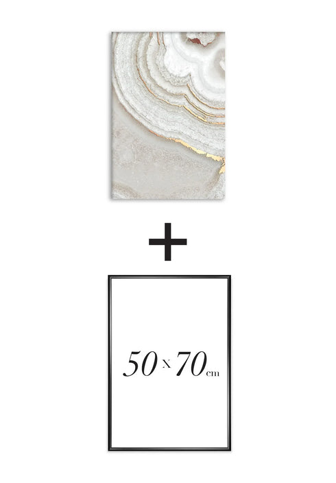 Poster Brown Agate Left Real Rose Gold + Black Metallic Frame 50x70cm