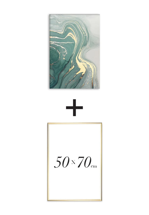 Poster Mint Agate Real Gold + Gold Metallic Frame 50x70cm