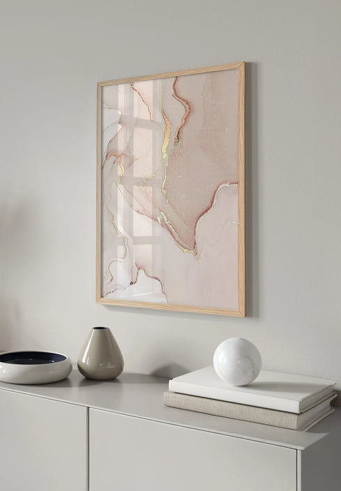 Poster Light Coral Right Real Rose Gold + Natural Oak Frame 50x70cm