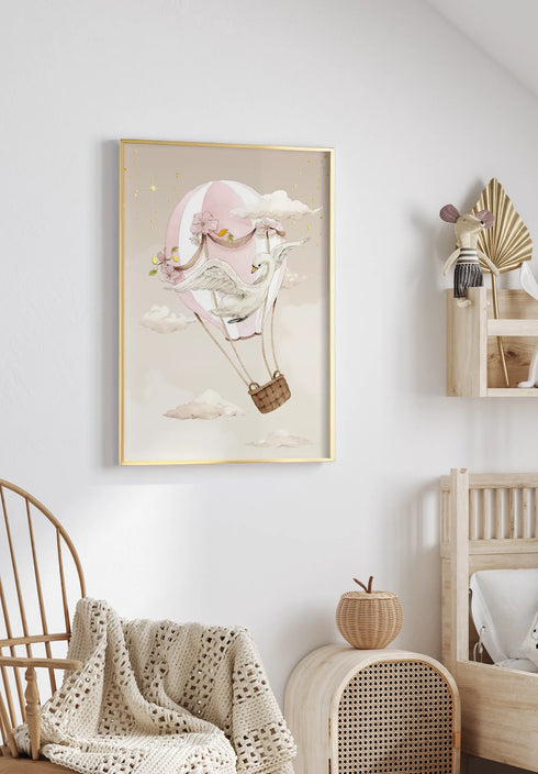 Poster Air Balloon Real Gold + Gold Metallic Frame 50x70cm