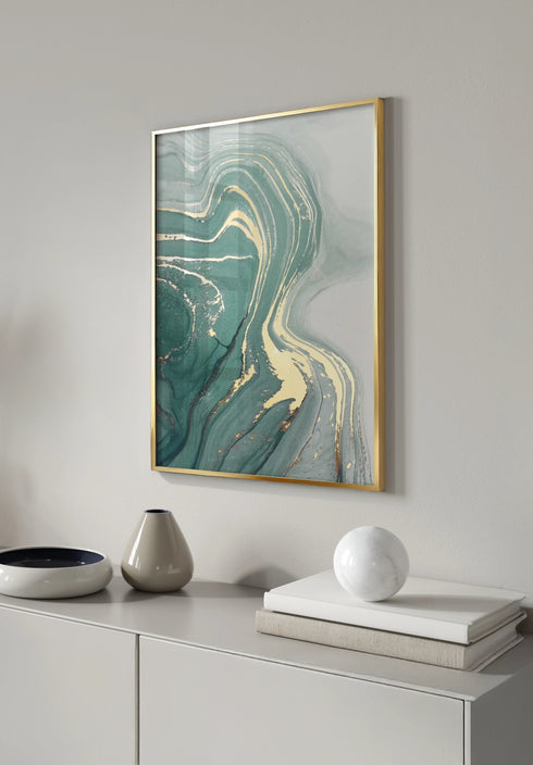 Poster Mint Agate Real Gold + Gold Metallic Frame 50x70cm
