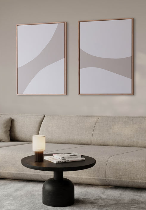 White Shapes Canvas Left Floating Frame 70x100 cm