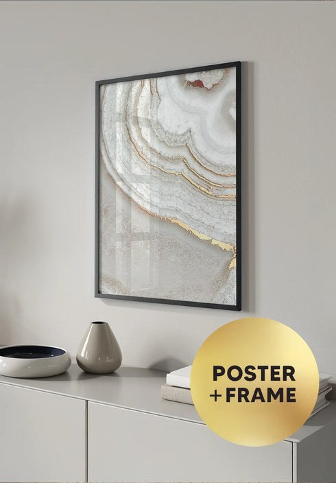 Poster Brown Agate Left Real Rose Gold + Black Metallic Frame 50x70cm