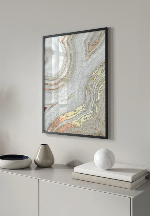Poster Brown Agate Right Real Rose Gold + Black Metallic Frame 50x70cm