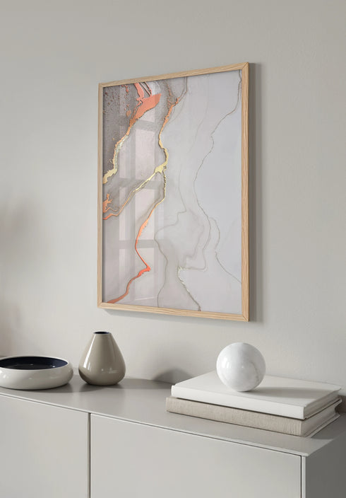 Poster Beige Straps Real Rose Gold + Natural Oak Frame 50x70cm