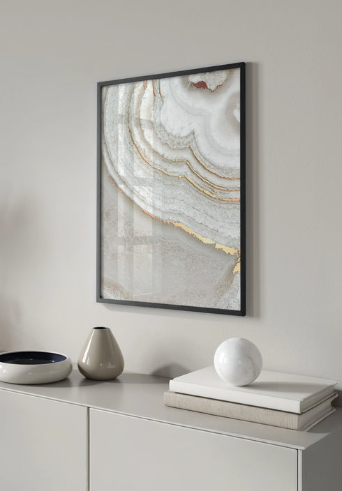 Poster Brown Agate Left Real Rose Gold + Black Metallic Frame 50x70cm