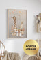 Poster Boho Giraffe Real Rose Gold + Natural Oak Frame 50x70cm