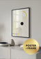 Poster Creme Geometric Art Right Real Gold + Black Metallic Frame 50x70cm