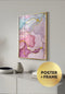 Poster Watercolor Pink Pastel Real Gold + Gold Metallic Frame 50x70cm