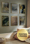Set Of 6 Posters Moody Leaves Real Gold + 6 Gold Metallic Frames 50x70cm