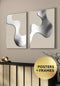 Set Of 2 Posters Taupe Swirl Silver + 2 Silver Metallic Frames 50x70cm