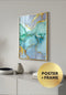 Poster Watercolor Blue Real Gold + Gold Metallic Frame 50x70cm