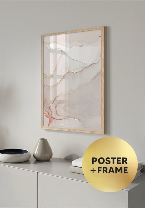 Poster Light Coral Left Real Rose Gold + Natural Oak Frame 50x70cm