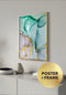 Poster Watercolor Green Real Gold + Gold Metallic Frame 50x70cm