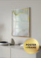 Poster Grey Pistachio Right Real Gold + Gold Metallic Frame 50x70cm