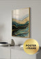 Poster Turquoise Paint Stroke Left Real Gold + Gold Metallic Frame 50x70cm