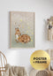 Poster Forest Deer Real Gold + Natural Oak Frame 50x70cm