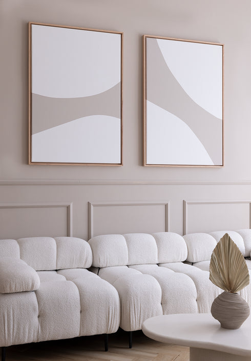 White Shapes Canvas Left Floating Frame 70x100 cm