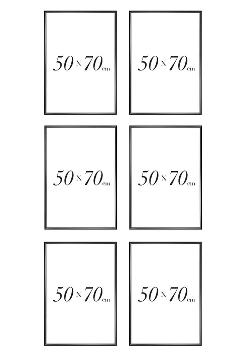 Set Of 6 Black Metallic Frames 50x70cm