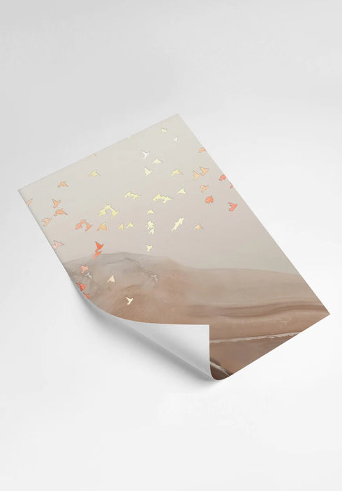 Conjunto de 3 Pósters Pájaros Caramelo de Oro Rosa Real 50x70cm