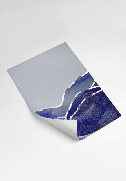 Set di 2 Poster Navy Ocean in Argento Reale 50x70cm