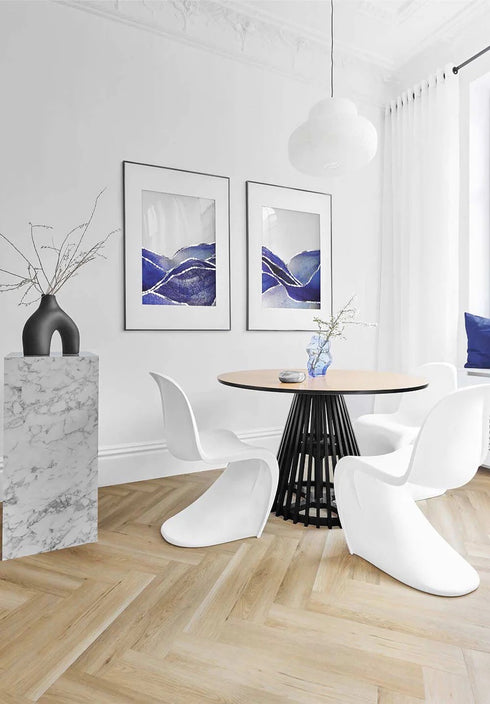 Set di 2 Poster Navy Ocean in Argento Reale 50x70cm