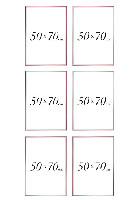 Lot de 6 cadres métallisés or rose 50x70 cm