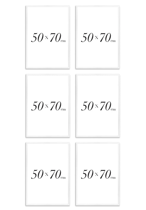 Set mit 6 weißen Metallrahmen 50 x 70 cm