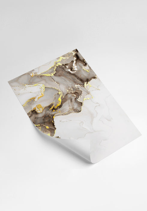 Beige Brown Paint Real Gold Set Of 4 Posters 50x70cm