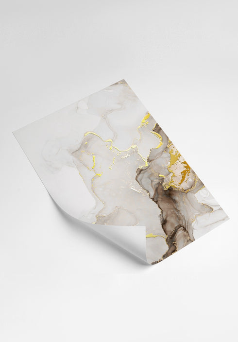 Beige Brown Paint Real Gold Set Of 4 Posters 50x70cm