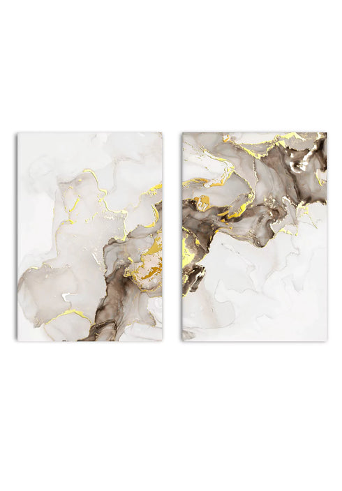 Peinture Beige Marron Or Véritable Lot de 2 Affiches 50x70cm