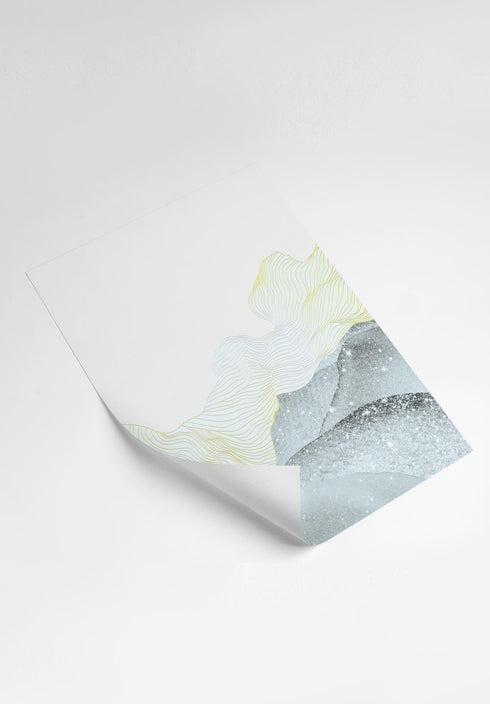 Beige Wave Real Gold Set Of 2 Posters 50x70cm