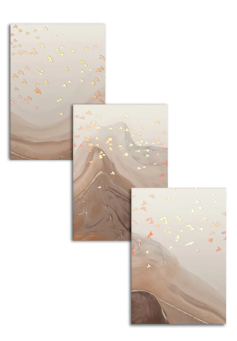 Conjunto de 3 Pósters Pájaros Caramelo de Oro Rosa Real 50x70cm