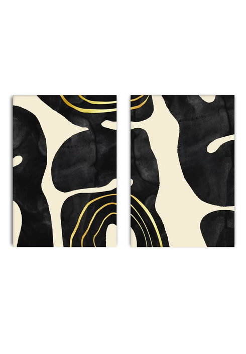 Black Shapes Real Gold Set Of 2 Posters 50x70cm