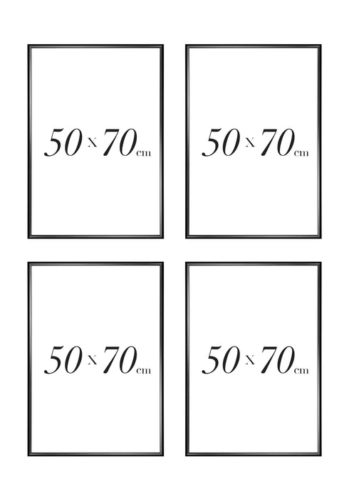 Set Of 4 Black Metallic Frames 50x70cm