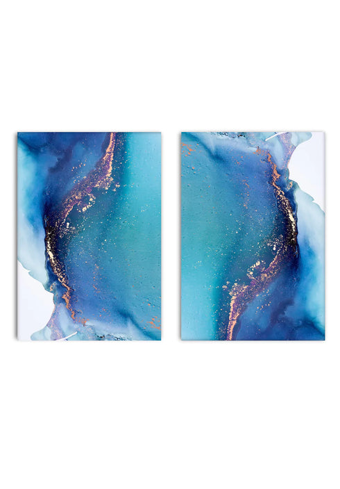 Blue Paint Real Rose Gold Set Of 2 Posters 50x70cm