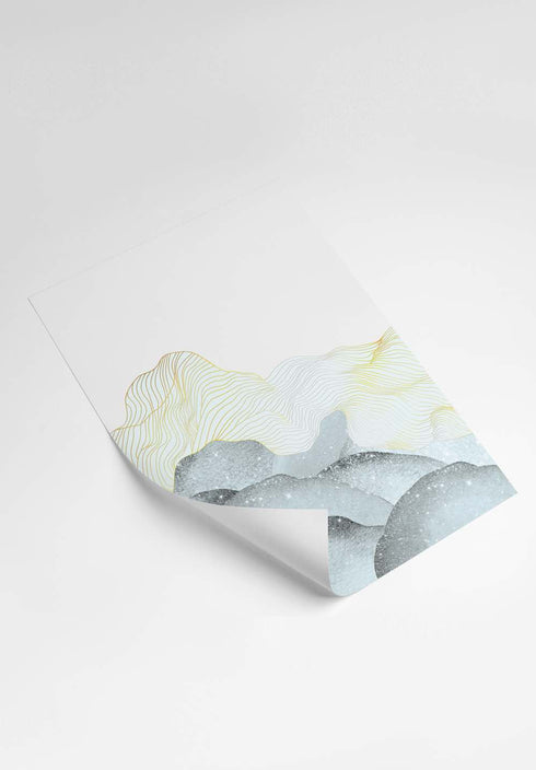 Beige Wave Real Gold Set Of 2 Posters 50x70cm