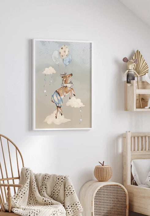 Flying Deer Real Silver Set Of 3 Posters 50x70cm