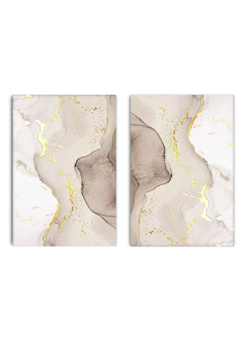 Beige Watercolor Real Gold Set Of 2 Posters 50x70cm