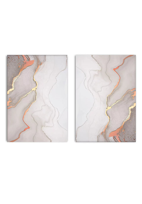 Beige Straps Real Rose Gold Set Of 2 Posters 50x70cm