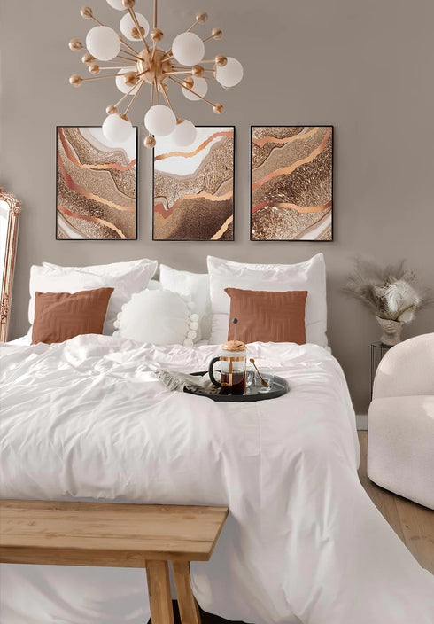 Caramel Agate Real Rose Gold Set Of 3 Posters 50x70cm