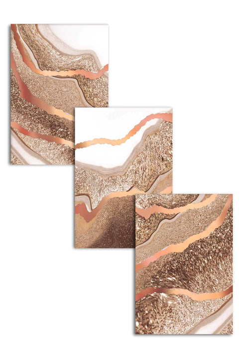 Conjunto de 3 Pósters Ágata Caramelo de Oro Rosa Real 50x70cm