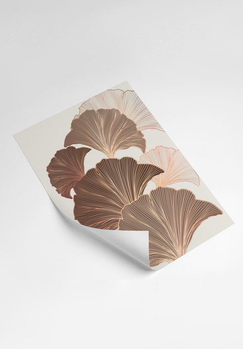 Chocolate Ginko Real Rose Gold Set Of 2 Posters 50x70cm
