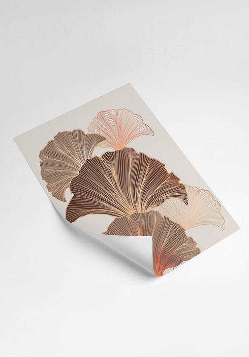 Chocolate Ginko Real Rose Gold Set Of 2 Posters 50x70cm
