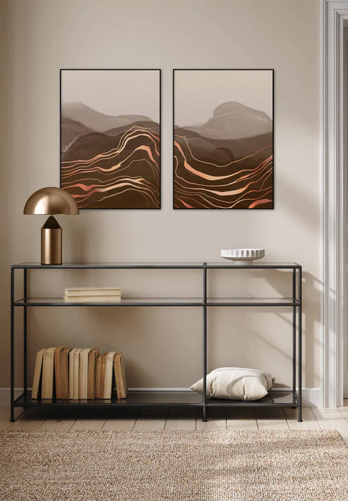 Conjunto de 2 Pósters Montañas de Chocolate de Oro Rosa Real 50x70cm