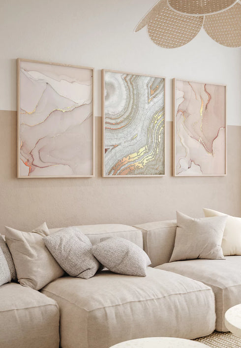 Light Coral Real Rose Gold Set Of 3 Posters 50x70cm