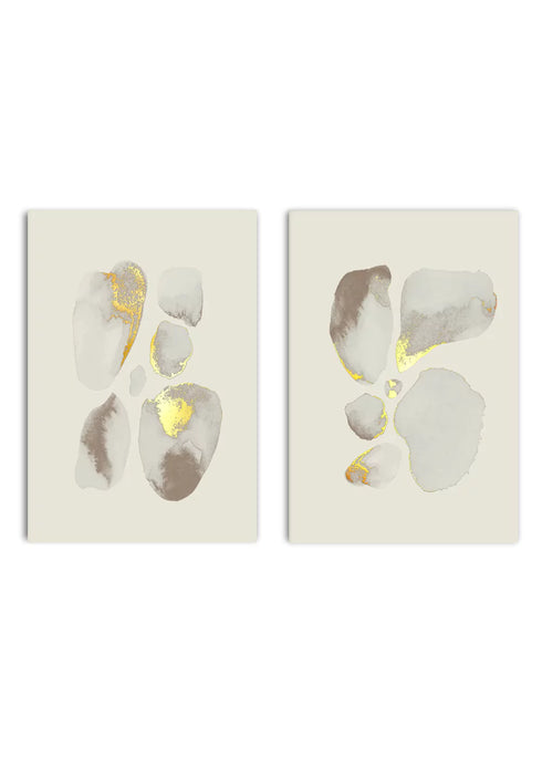 Creme Gemstones Real Gold Set Of 2 Posters 50x70cm