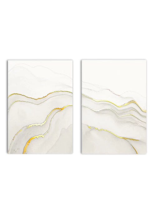 Creme Agate Real Gold Set Of 2 Posters 50x70cm