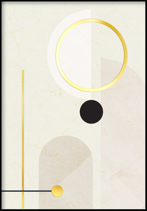Crème Art Géométrique Droit Véritable Or Poster